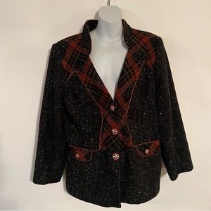 City Girl by Nancy Boleyn Fall Button Up Blazer Women Size 16 Brown / Orange